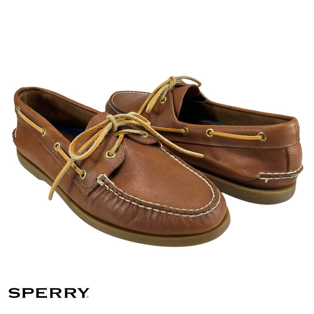 Sperry Top-Sider Men 11M Tan Leather Slip-On Boat Shoes Loafers‎